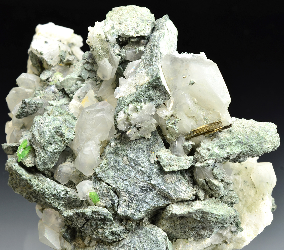 Millerite with Titanite - Saranovskii Mine, Saranovskaya Village, Gornozavodskii area, Permskaya Oblast, Middle Urals, Urals Region, Russia