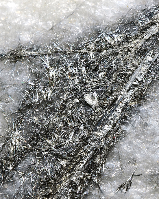 Zinkenite on marble - Seravezza Quarries, Seravezza, Apuan Alps, Lucca Province, Tuscany, Italy