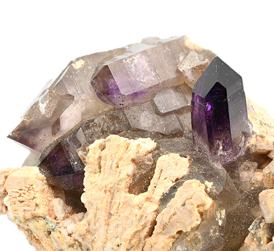Quartz var. Amethyst on Orthoclase - Goboboseb Mountains, Brandberg Area, D�ures Constituency, Erongo Region, Namibia