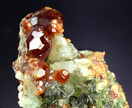 Hessonite garnet with Diopside - Saulera, Ala valley, Piedmont, Italy